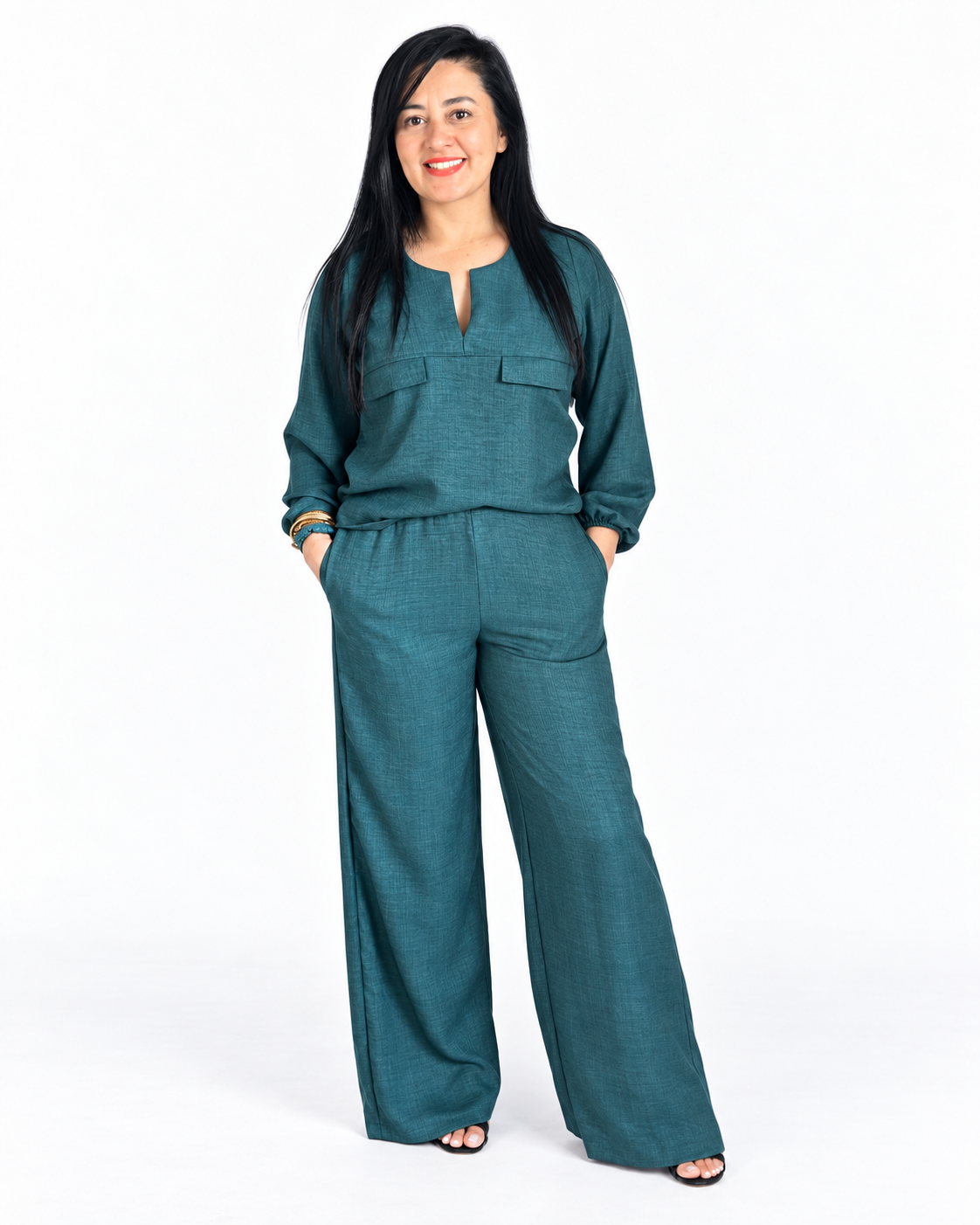 Look KLV com conjunto verde em linho